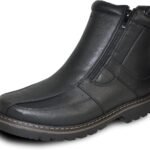 Men Waterproof Winter Boot  with Fur Lining and Double Zipper Black and Brown Size 7 to 13